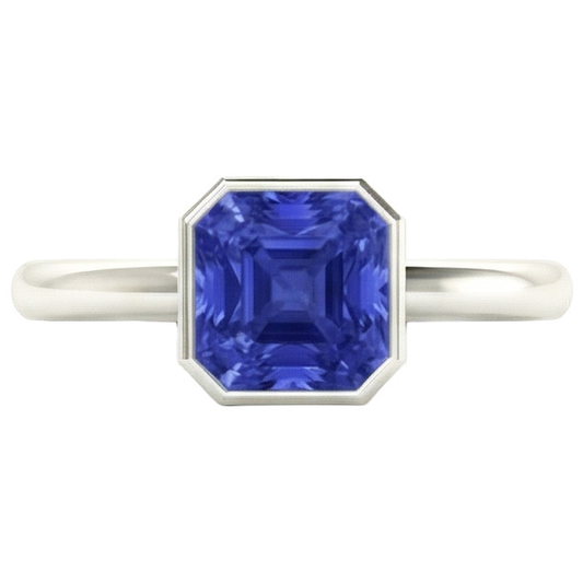 naturel radiant saphir 2carats bague angle de côté