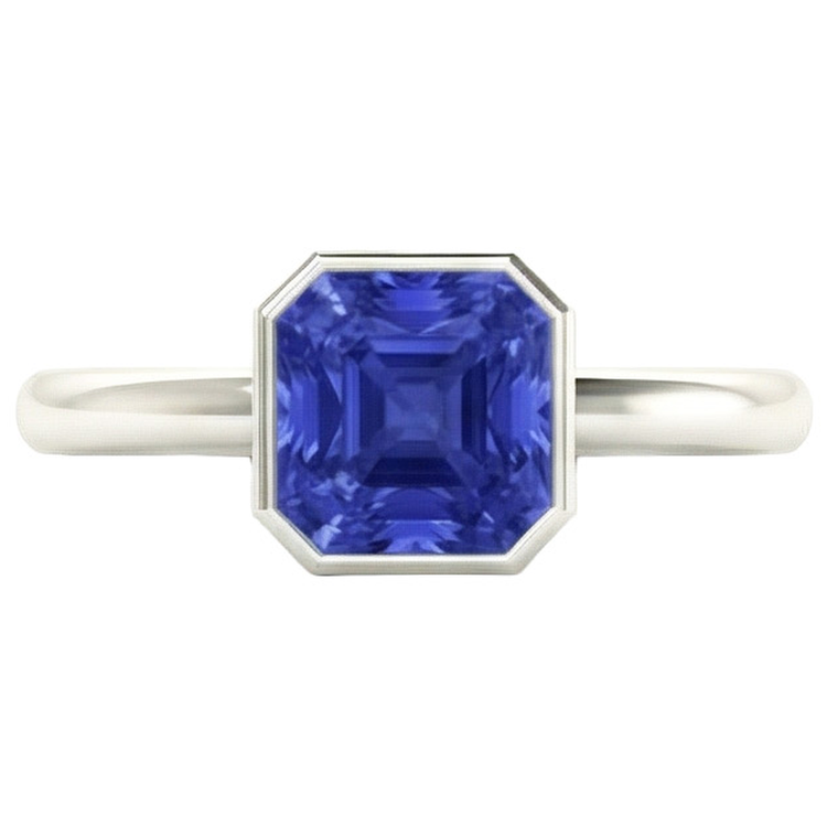 naturel radiant saphir 2carats bague angle de côté