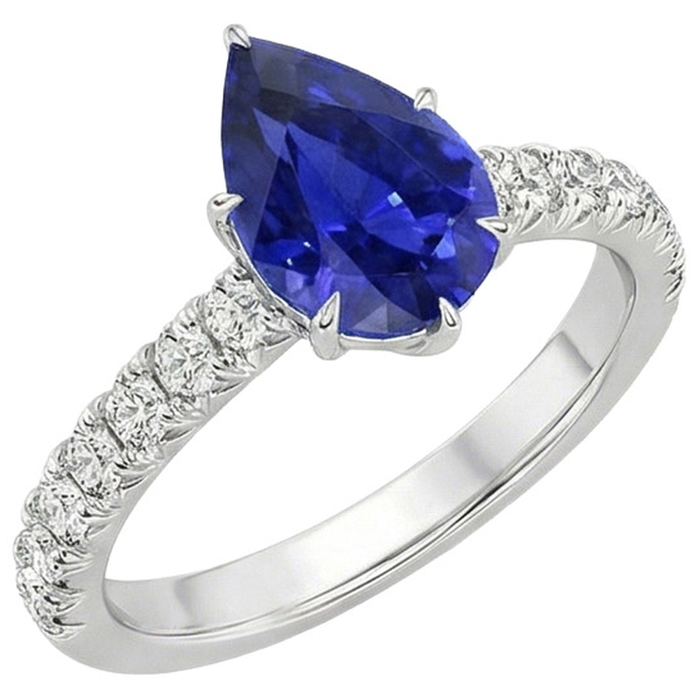 naturel pear diamant 5.50carats bague angle de côté