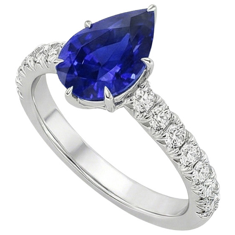 naturel pear diamant 5.50carats bague vue de dessus