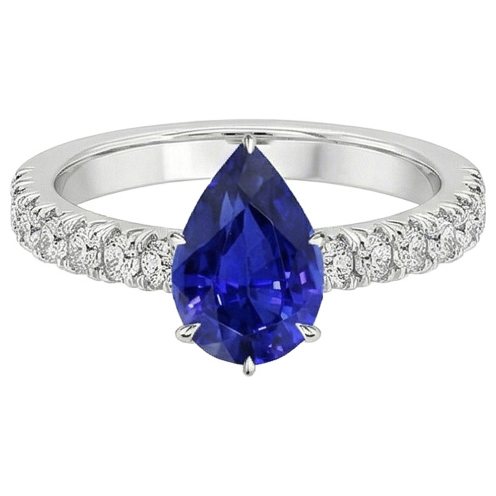 naturel pear diamant 5.50carats bague détail rapproché