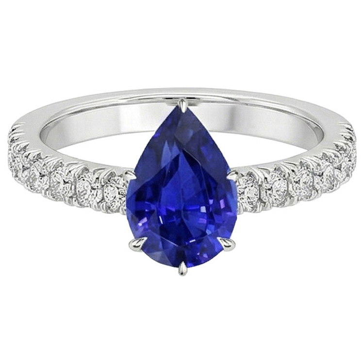 naturel pear diamant 5.50carats bague détail rapproché
