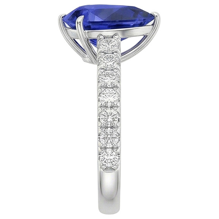 naturel pear diamant 5.50carats bague vue de profil