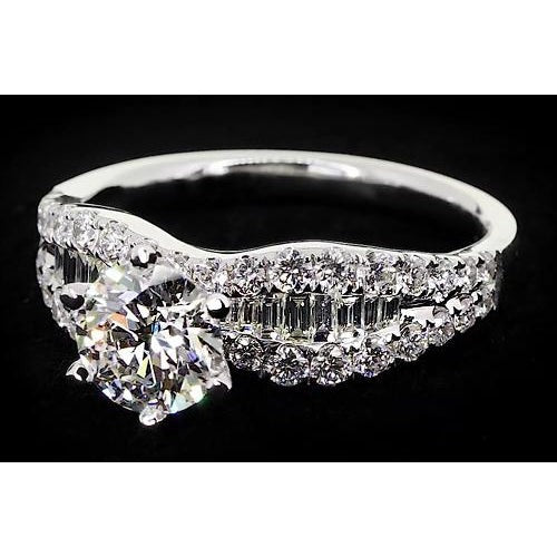 Bague pour femme de style ruban avec Réel diamant rond serti de 6 griffes 2.75 carats