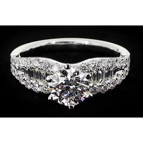 Bague pour femme de style ruban avec Réel diamant rond serti de 6 griffes 2.75 carats