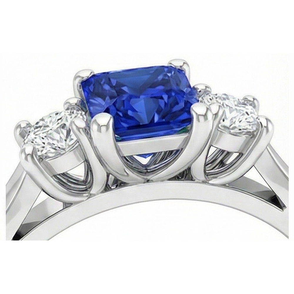 naturel round saphir 1.25carats bague vue de profil
