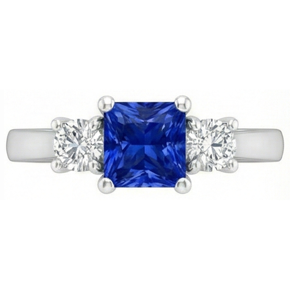 naturel round saphir 1.25carats bague vue de dessus