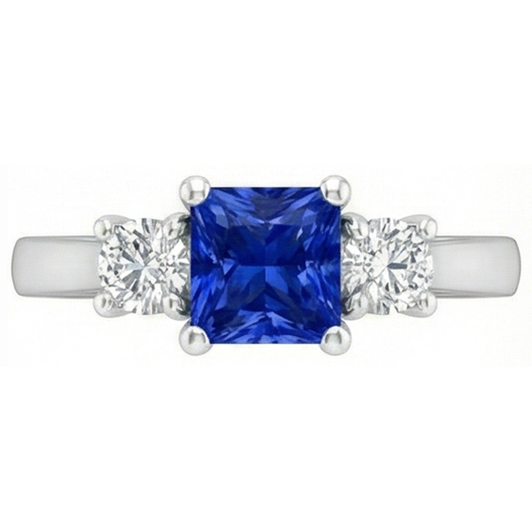 naturel round saphir 1.25carats bague vue de dessus