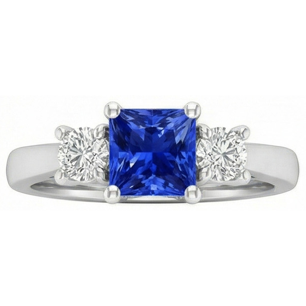 naturel round saphir 1.25carats bague angle de côté