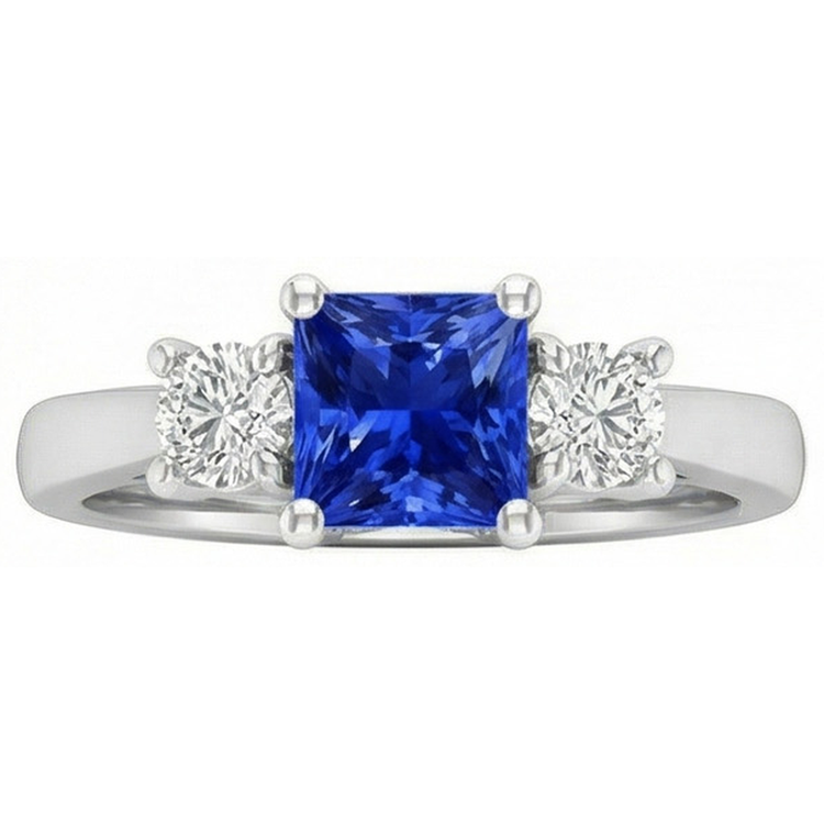 naturel round saphir 1.25carats bague angle de côté