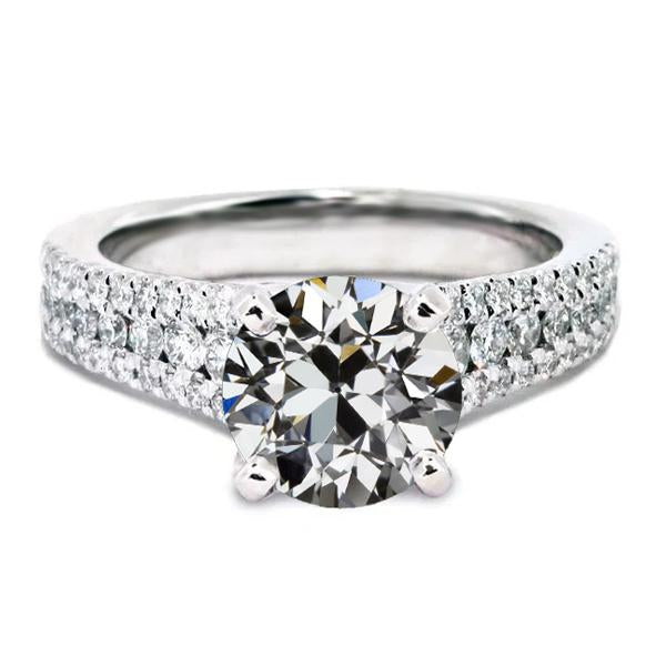 Bague pour femme ronde avec Réel diamants taille vieille mine sertie de griffes 6 carats