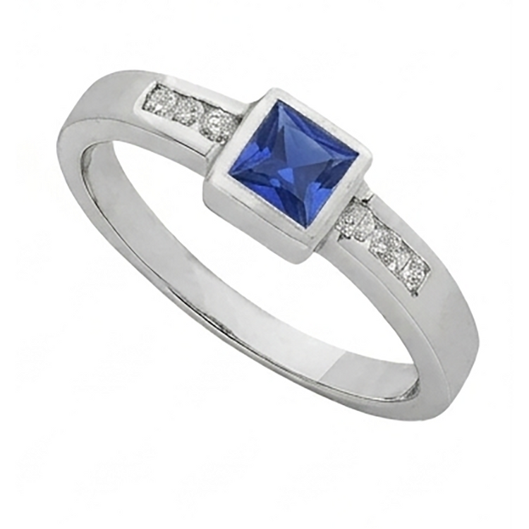 Bague pour homme Sri Lanka saphir princesse et diamants