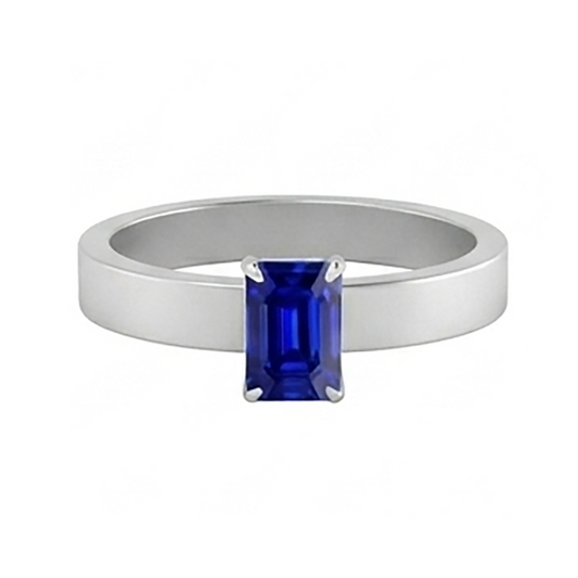 Bague pour homme avec pierres précieuses émeraude 1,50 carats sertie de griffes en saphir de Ceylan