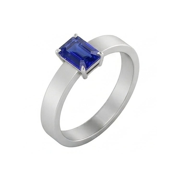 Bague pour homme avec pierres précieuses émeraude 1,50 carats sertie de griffes en saphir de Ceylan