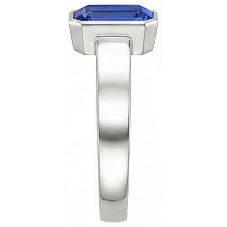 Bague pour homme avec saphir bleu et lunette sertie d'émeraude 3 ct avec tige épaisse