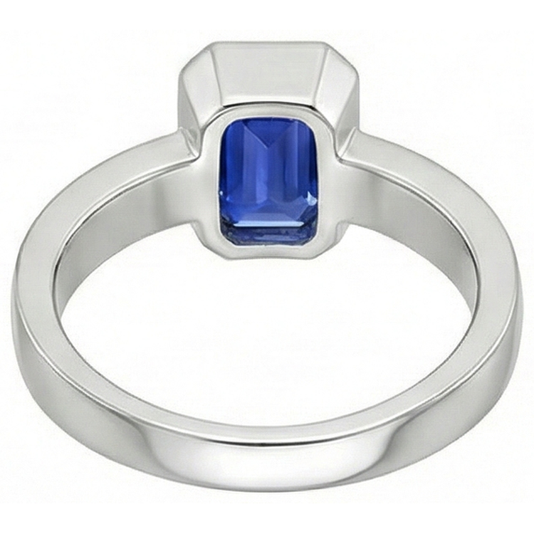 Bague pour homme avec saphir bleu et lunette sertie d'émeraude 3 ct avec tige épaisse