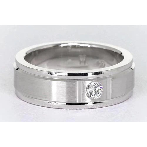 Bague pour homme avec un Réel diamant rond Gypsy 0,25 carats finition brossée