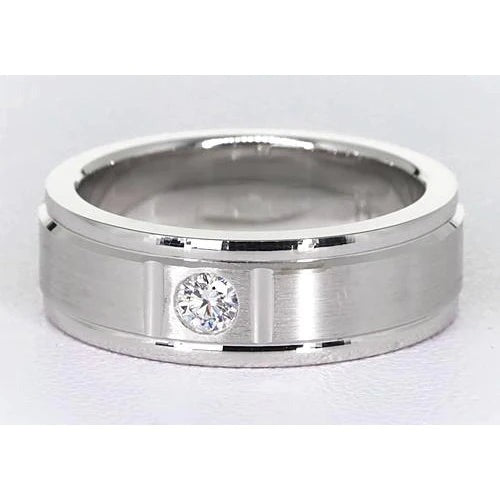 Bague pour homme avec un Réel diamant rond Gypsy 0,25 carats finition brossée