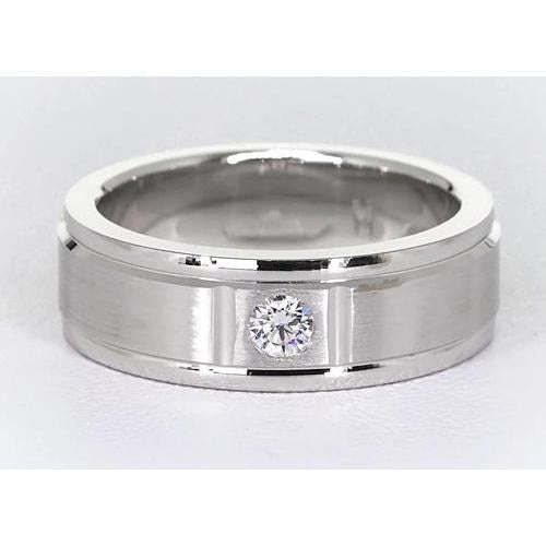 Bague pour homme avec un Réel diamant rond Gypsy 0,25 carats finition brossée