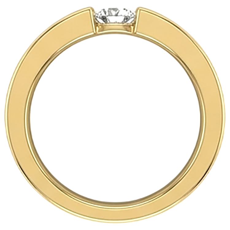 Bague pour homme en or jaune 14 carats avec diamant rond 1 carat