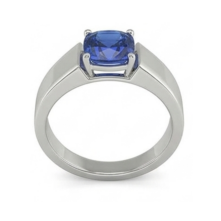 Bague pour homme solitaire en or avec saphir de Ceylan coussin 1,50 ct