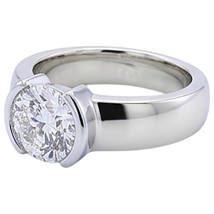 Bague pour hommes de style classique 1 carat avec diamant rond demi-lunette