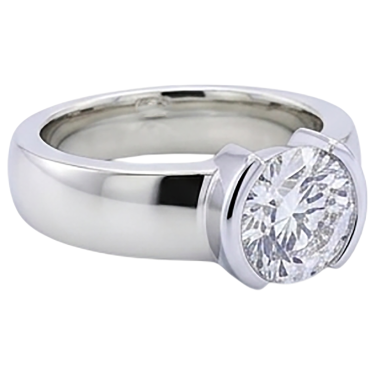 Bague pour hommes de style classique 1 carat avec diamant rond demi-lunette