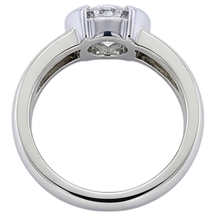 Bague pour hommes de style classique 1 carat avec diamant rond demi-lunette