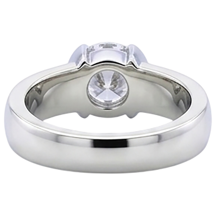 Bague pour hommes de style classique 1 carat avec diamant rond demi-lunette