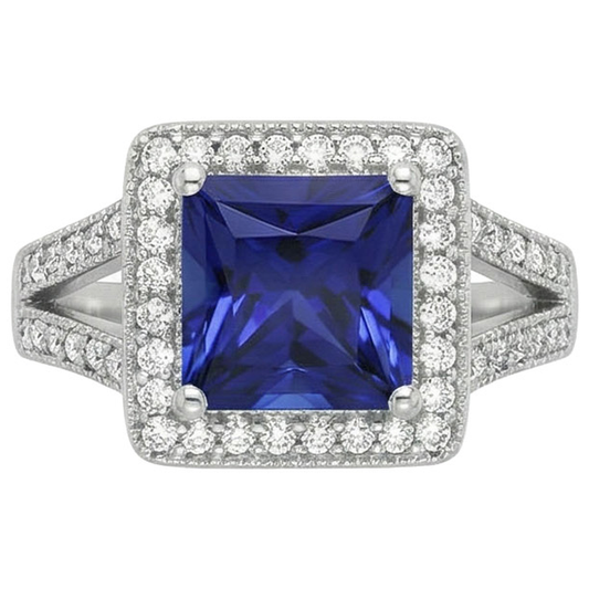 naturel saphir 3.56carats bague angle de côté