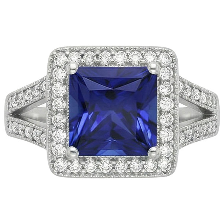 naturel saphir 3.56carats bague angle de côté
