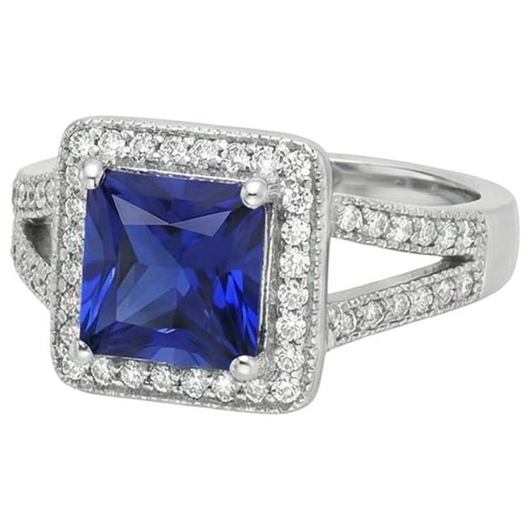 naturel saphir 3.56carats bague détail rapproché