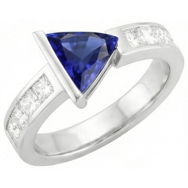 naturel princess saphir 1.25carats bague vue de face