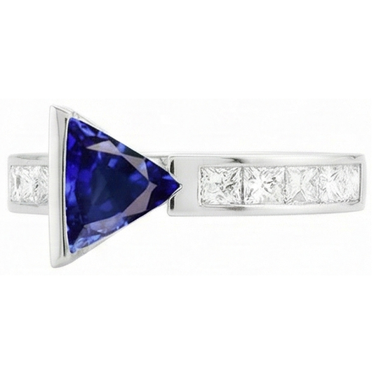 naturel princess saphir 1.25carats bague angle de côté