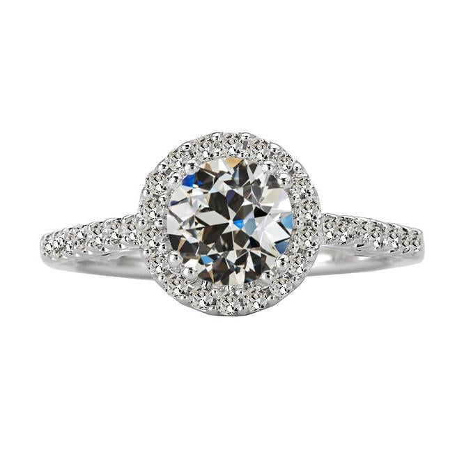 Bague ronde avec halo de Naturel diamants Vieux mineur 4.50 carats sertie de griffes en or 14 carats
