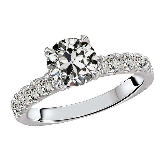 Bague ronde en Naturel diamant taille ancienne mine avec accents bijoux en or 6 carats