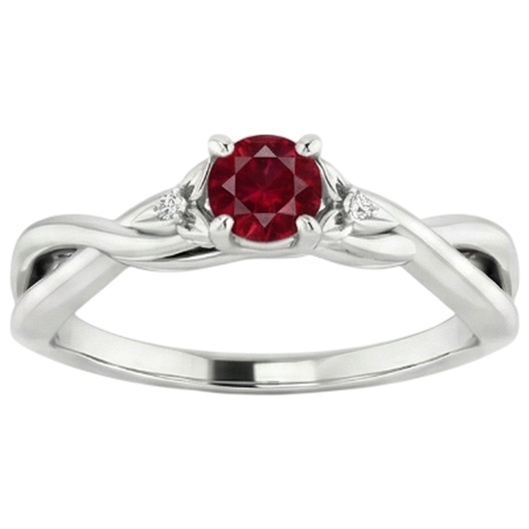 Bague rubis diamant 3 pierres 0.54 carats ensemble de bijoux à griffes torsadées