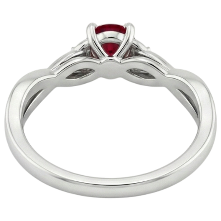 Bague rubis diamant 3 pierres 0.54 carats ensemble de bijoux à griffes torsadées