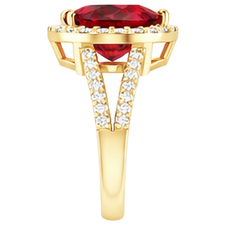Bague rubis et diamants en forme de cœur de 9 ct en or jaune