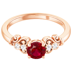 Bague rubis rond diamant 14K en or rose 1.40 carats