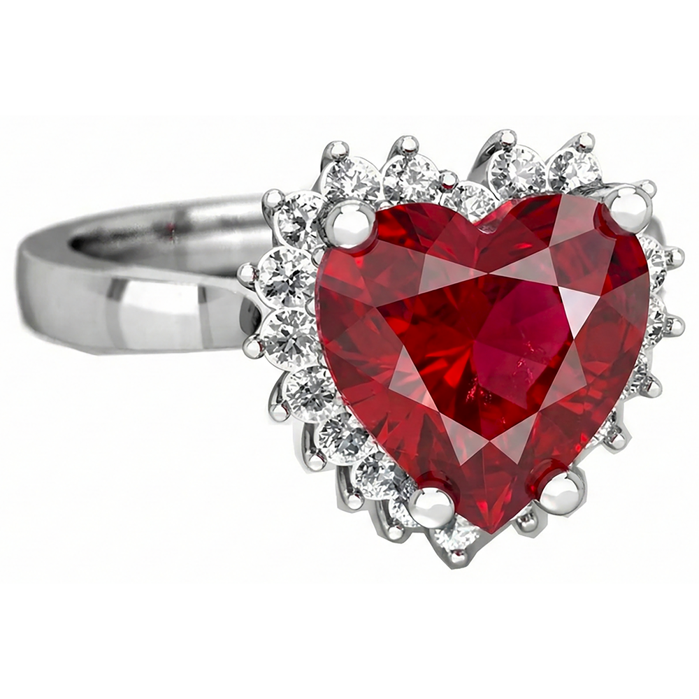 naturel round rubis 7.50carats bague vue de face