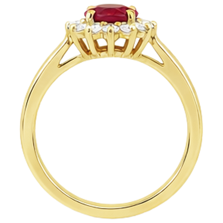 Bague rubis rouge taille ovale 3 ct et diamants ronds bijoux en or jaune