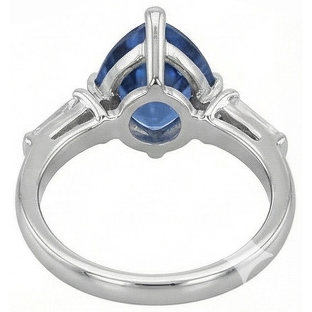 naturel trillion diamant 4.50carats bague angle de côté