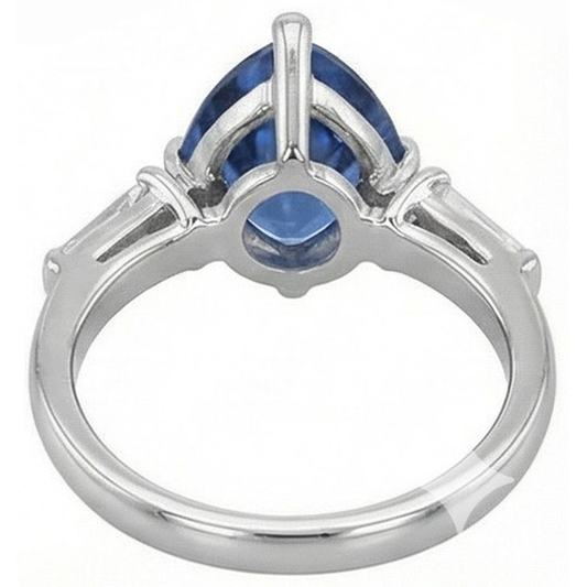 naturel trillion diamant 4.50carats bague angle de côté