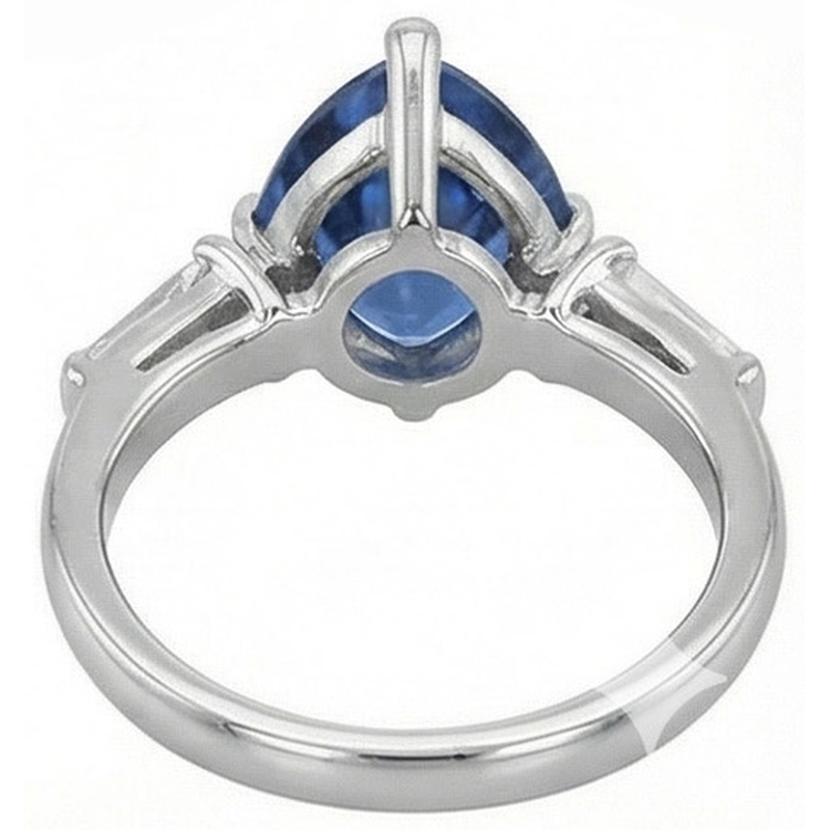 naturel trillion diamant 4.50carats bague angle de côté