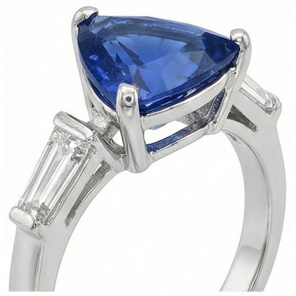 naturel trillion diamant 4.50carats bague détail rapproché