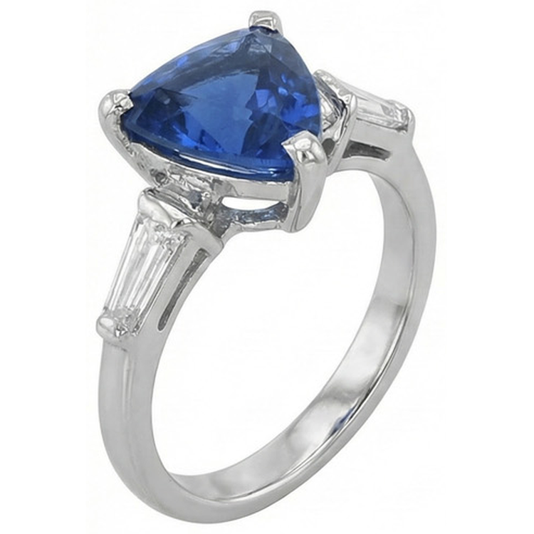naturel trillion diamant 4.50carats bague vue de profil