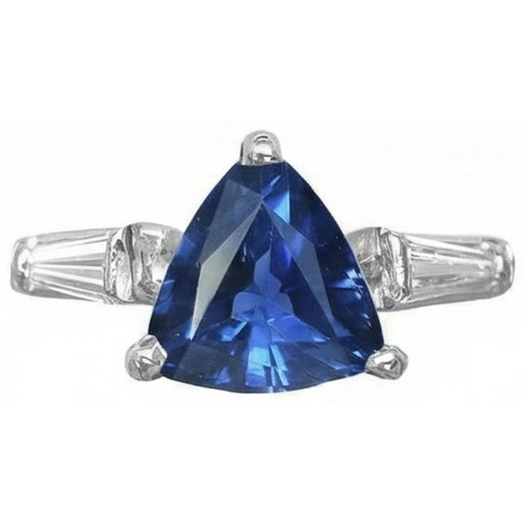 naturel trillion diamant 4.50carats bague sur blanc