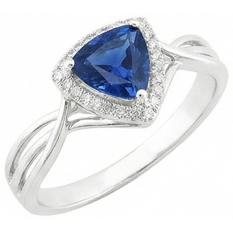 naturel round saphir 2.50carats bague angle de côté
