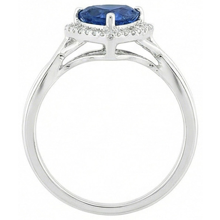 naturel round saphir 2.50carats bague vue de profil